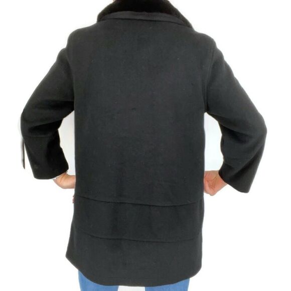 Jones‎ New York Collection Angora Wool Fur Collar Coat Black 10 - Picture 5 of 12